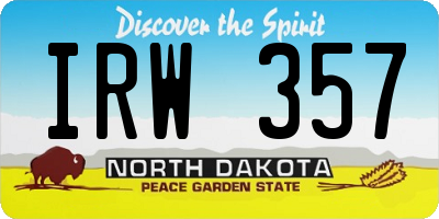 ND license plate IRW357