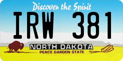 ND license plate IRW381