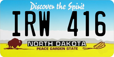 ND license plate IRW416
