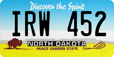 ND license plate IRW452