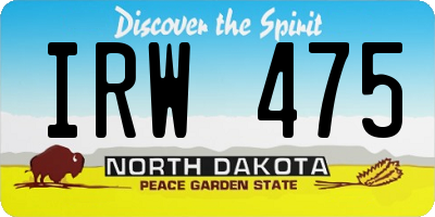 ND license plate IRW475