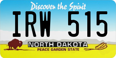 ND license plate IRW515