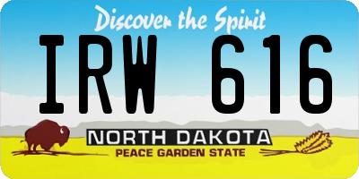 ND license plate IRW616