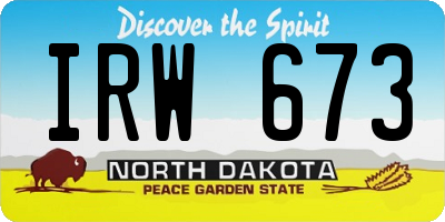 ND license plate IRW673