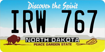 ND license plate IRW767