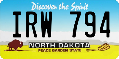 ND license plate IRW794