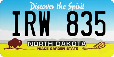 ND license plate IRW835