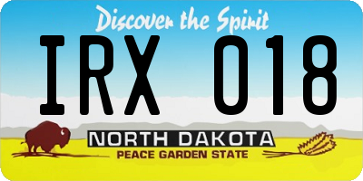 ND license plate IRX018