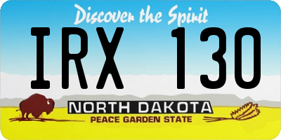 ND license plate IRX130