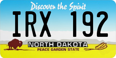 ND license plate IRX192