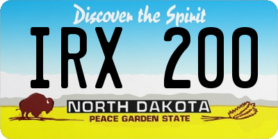 ND license plate IRX200