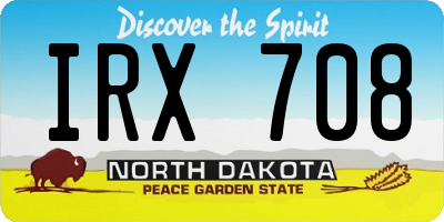 ND license plate IRX708