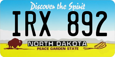 ND license plate IRX892