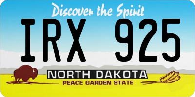 ND license plate IRX925