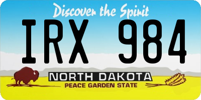 ND license plate IRX984