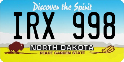 ND license plate IRX998