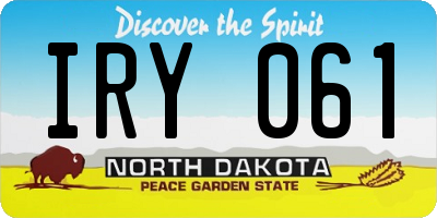 ND license plate IRY061