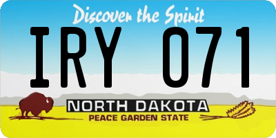 ND license plate IRY071