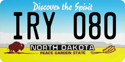 ND license plate IRY080