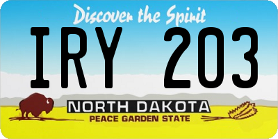 ND license plate IRY203