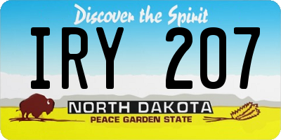 ND license plate IRY207