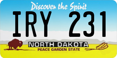 ND license plate IRY231