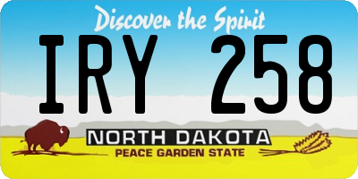 ND license plate IRY258