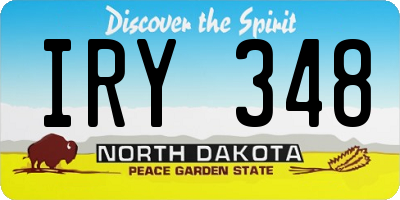 ND license plate IRY348