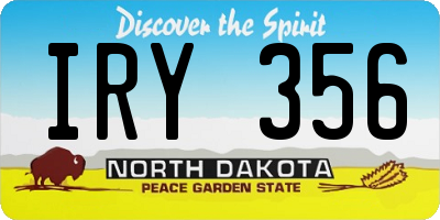 ND license plate IRY356
