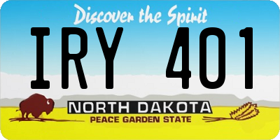 ND license plate IRY401