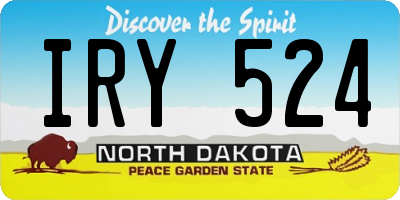 ND license plate IRY524