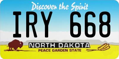 ND license plate IRY668