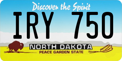 ND license plate IRY750
