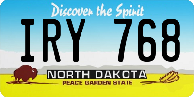 ND license plate IRY768