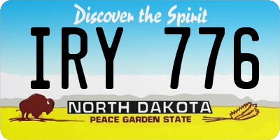 ND license plate IRY776