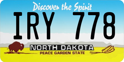 ND license plate IRY778