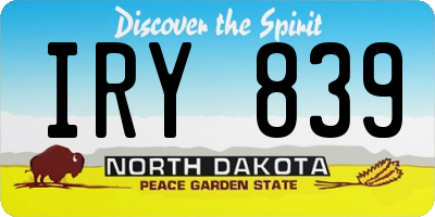 ND license plate IRY839