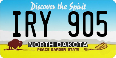 ND license plate IRY905