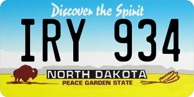 ND license plate IRY934