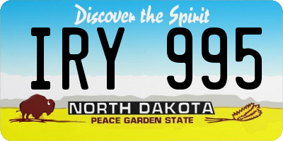 ND license plate IRY995