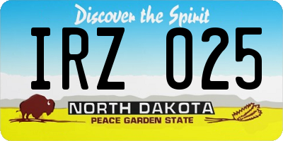 ND license plate IRZ025