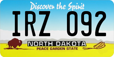 ND license plate IRZ092
