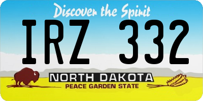 ND license plate IRZ332