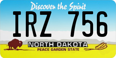 ND license plate IRZ756