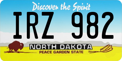 ND license plate IRZ982