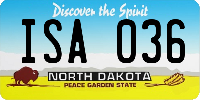 ND license plate ISA036