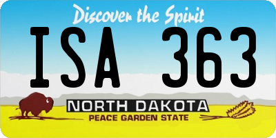 ND license plate ISA363