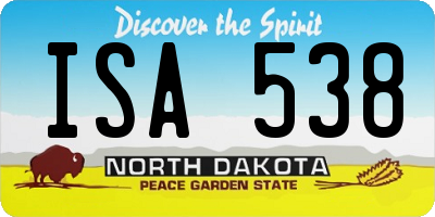 ND license plate ISA538