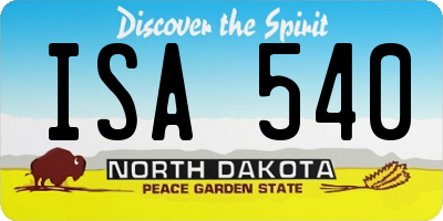 ND license plate ISA540