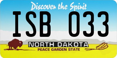 ND license plate ISB033